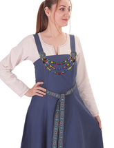 FIORE Cotton Blue Apron Dress: Authentic Medieval Viking Cotton Pinafore